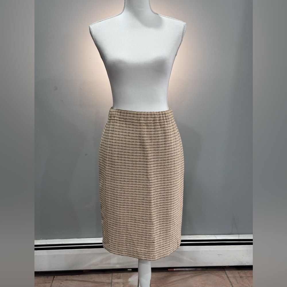 Cream St. John Vintage Striped Stretch Skirt Size 6 GUC
